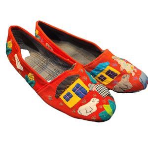 Fantasias Cottagecore Red Patchwork Flats size 6.5/38